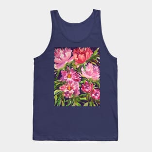 Peonies Watercolor Painting Tank Top